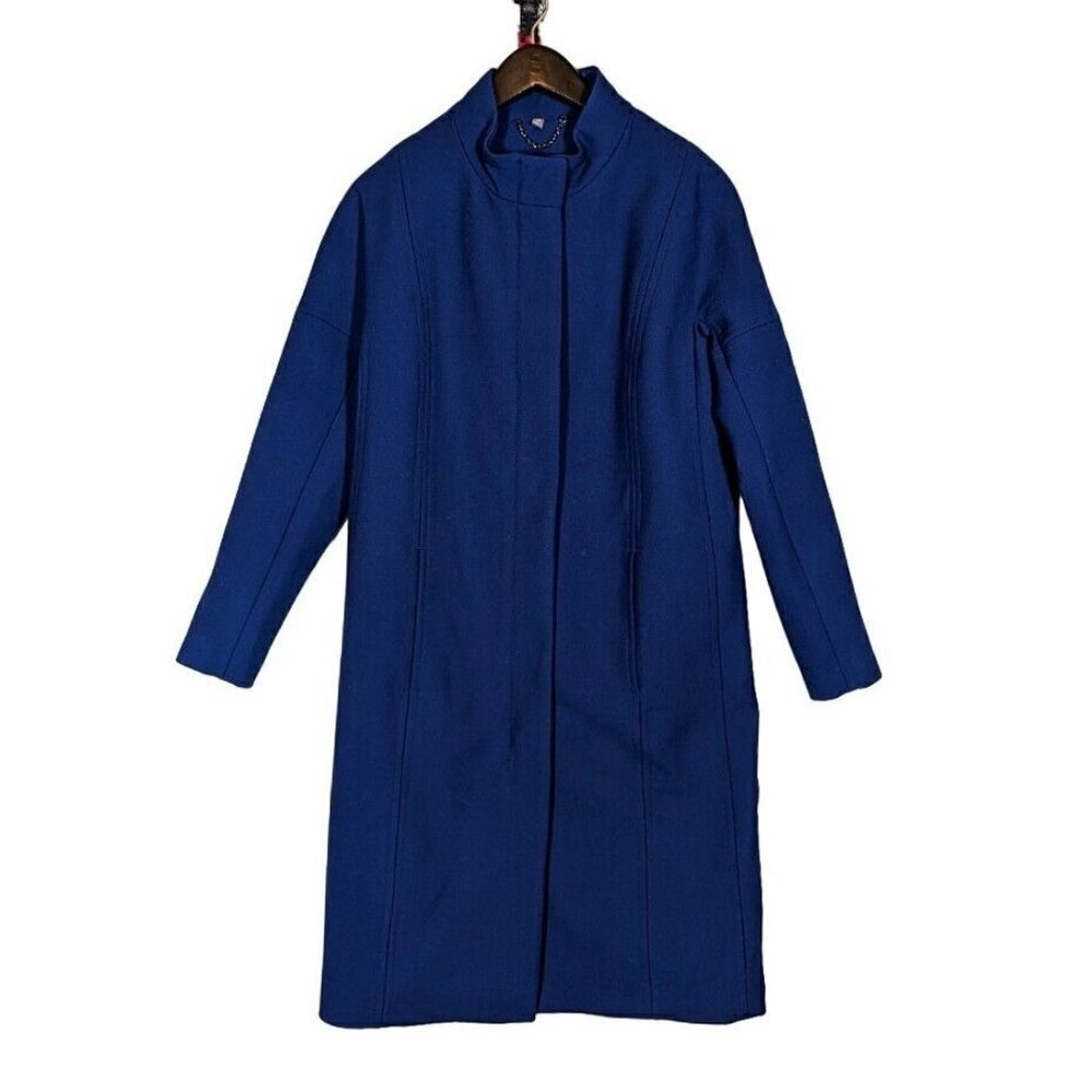 Vintage AA American Airlines Blue Flight Attendant Coat Pockets Heavy Wool Zip 6